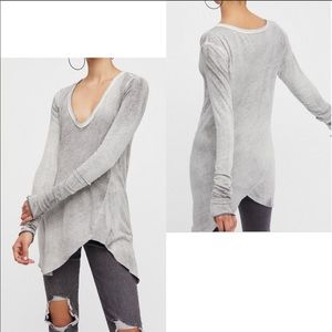 Free people Gray long sleeve asymmetrical top